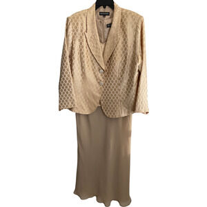 Nebiani Women's 18W Gold  2-Piece Dress Suit‎ Formal Polka Dot STAIN ON FRONT